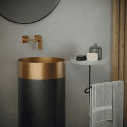 Cinox CCP300 Stainless Steel Free-Standing Round Pedestal Sink, 15" x 15" x 32-5/8", Brushed Copper/Gunmetal Gray Alt 2 - Image