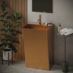 Cinox CCP500 Stainless Steel Free-Standing Rectangular Pedestal Sink, 19-5/8" x 16-1/2" x 32-5/8", Brushed Copper Alt 1 - Image