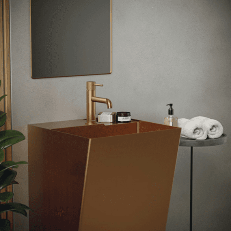 Cinox CCP500 Stainless Steel Free-Standing Rectangular Pedestal Sink, 19-5/8" x 16-1/2" x 32-5/8", Brushed Copper Alt 2 - Image