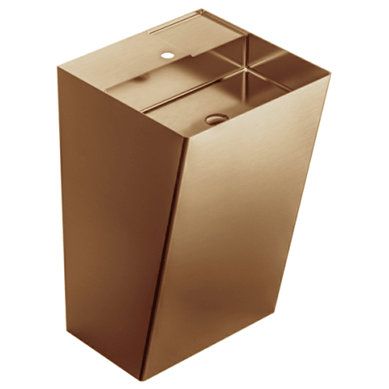 Cinox CCP500 Stainless Steel Free-Standing Rectangular Pedestal Sink, 19-5/8" x 16-1/2" x 32-5/8", Brushed Copper Main - Image