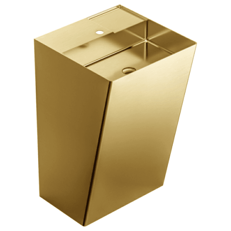 Cinox CCP500 Stainless Steel Free-Standing Rectangular Pedestal Sink, 19-5/8" x 16-1/2" x 32-5/8", Gold Main - Image