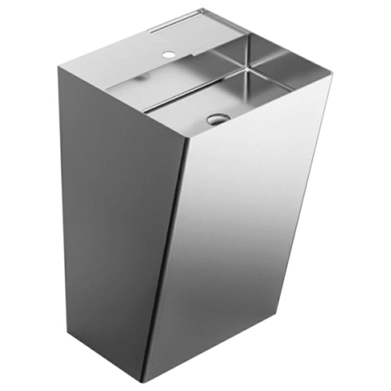 Cinox CCP500 Stainless Steel Free-Standing Rectangular Pedestal Sink, 19-5/8" x 16-1/2" x 32-5/8", Stainless Steel Main - Image