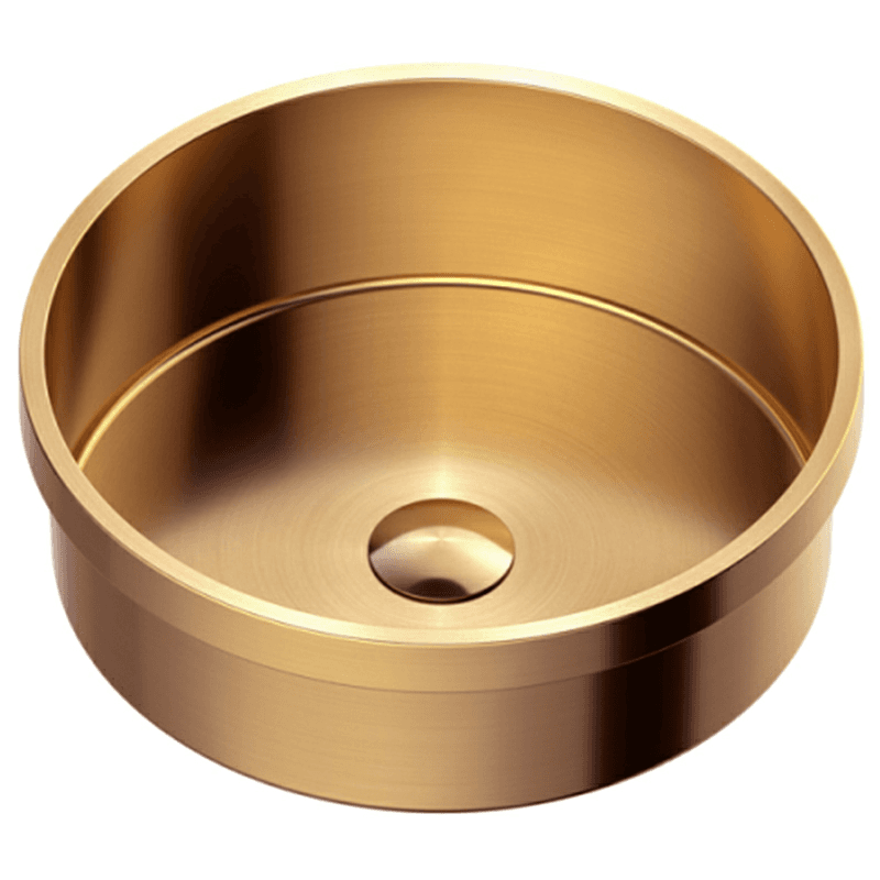 Cinox Stainless Steel Drop-In Round Bathroom Sink, 15" x 15" x 4-3/4", Brushed Copper Main - Image