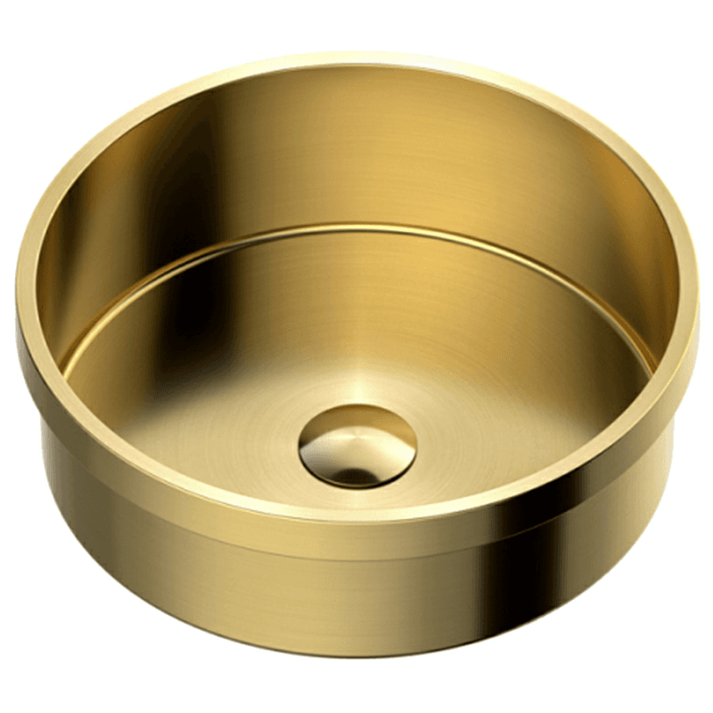 Cinox Stainless Steel Drop-In Round Bathroom Sink, 15" x 15" x 4-3/4", Gold Main - Image