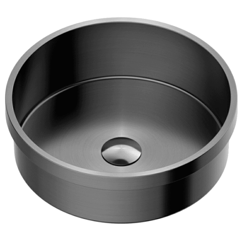 Cinox Stainless Steel Drop-In Round Bathroom Sink, 15" x 15" x 4-3/4", Gunmetal Gray Main - Image