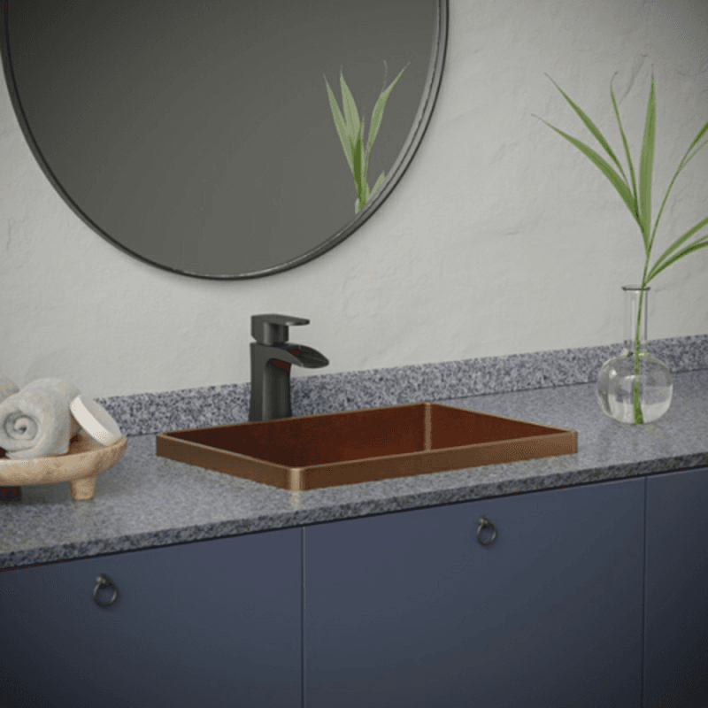 Cinox Stainless Steel Drop-In Rectangular Bathroom Sink, 20-1/16" x 14-1/8" x 4-3/4", Brushed Copper Alt 2 - Image