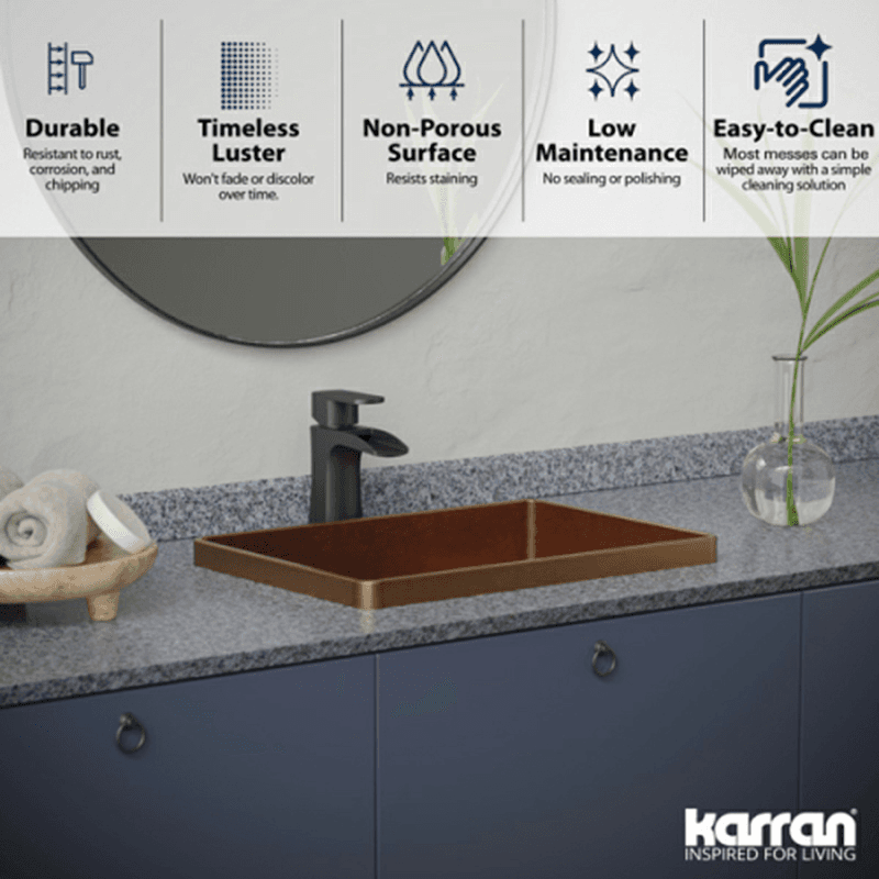 Cinox Stainless Steel Drop-In Rectangular Bathroom Sink, 20-1/16" x 14-1/8" x 4-3/4", Gunmetal Gray Alt 4 - Image
