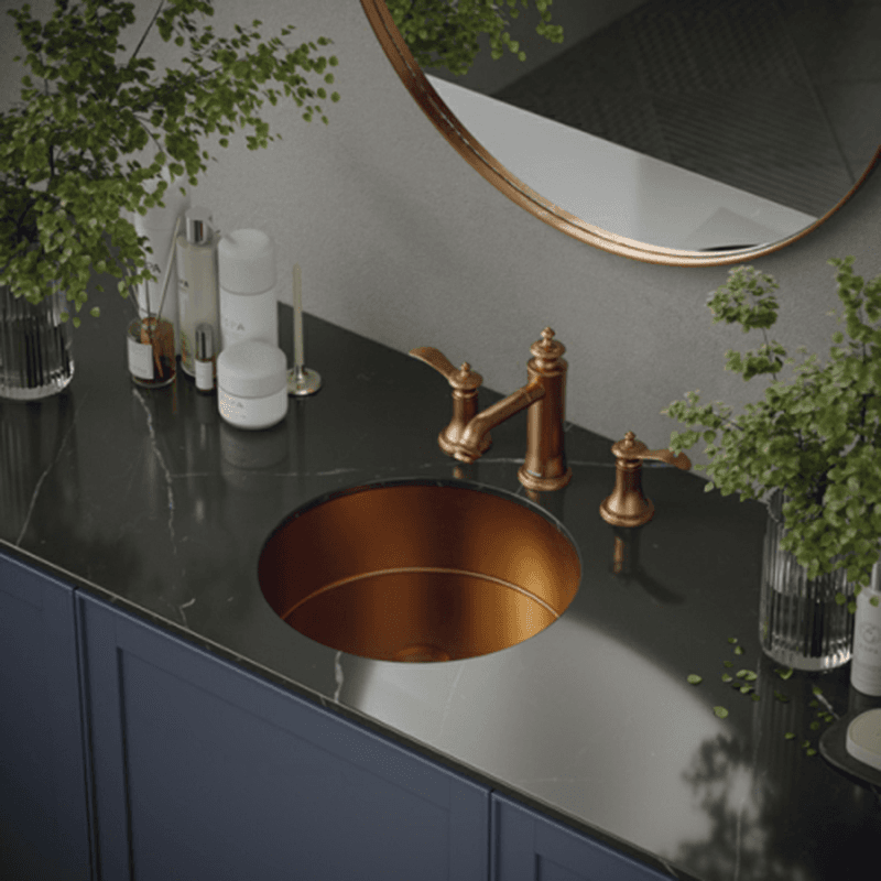Cinox Stainless Steel Undermount Round Bathroom Sink, 15-3/4" x 15-3/4" x 4-3/4", Stainless Steel Alt 1 - Image