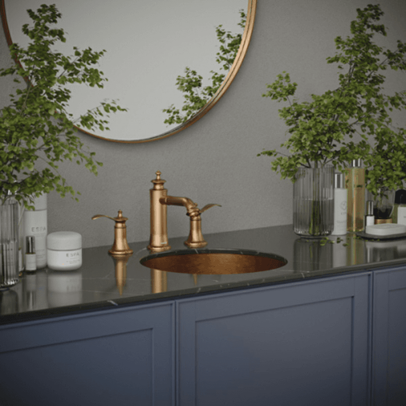 Cinox Stainless Steel Undermount Round Bathroom Sink, 15-3/4" x 15-3/4" x 4-3/4", Gold Alt 2 - Image