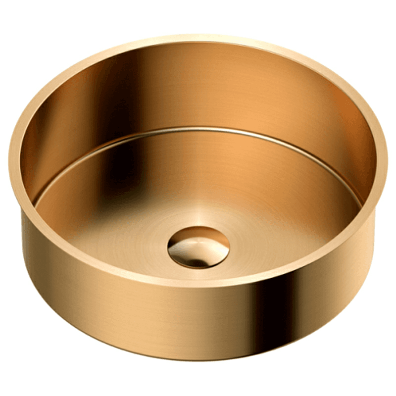 Cinox Stainless Steel Undermount Round Bathroom Sink, 15-3/4" x 15-3/4" x 4-3/4", Brushed Copper Main - Image