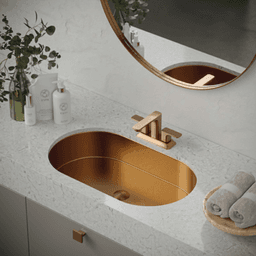 Cinox Stainless Steel Undermount Oval Bathroom Sink, 27-1/2" x 16-7/8" x 5-1/8", Brushed Copper Alt 1 - Image