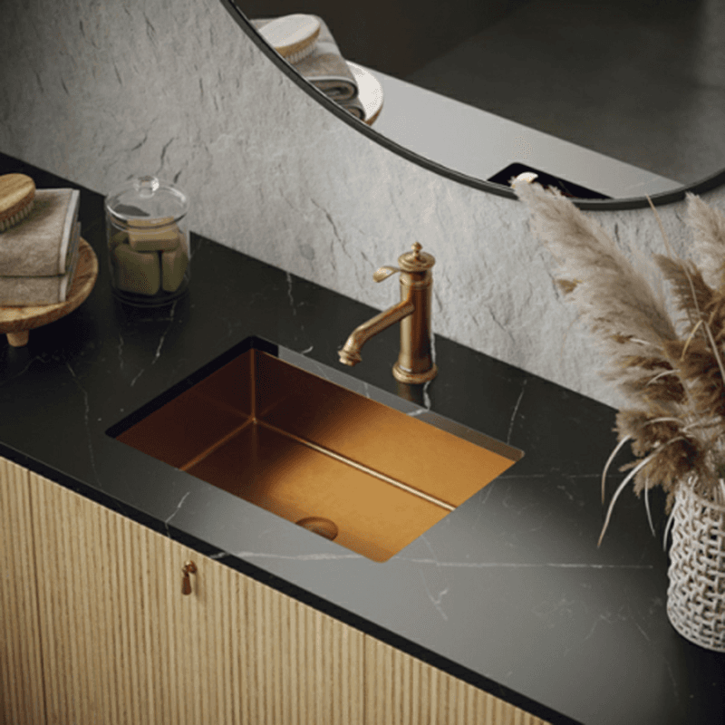 Cinox Stainless Steel Undermount Rectangular Bathroom Sink, 21-5/8" x 15" x 5-1/2", Brushed Copper Alt 2 - Image