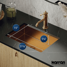 Cinox Stainless Steel Undermount Rectangular Bathroom Sink, 21-5/8" x 15" x 5-1/2", Brushed Copper Alt 3 - Image