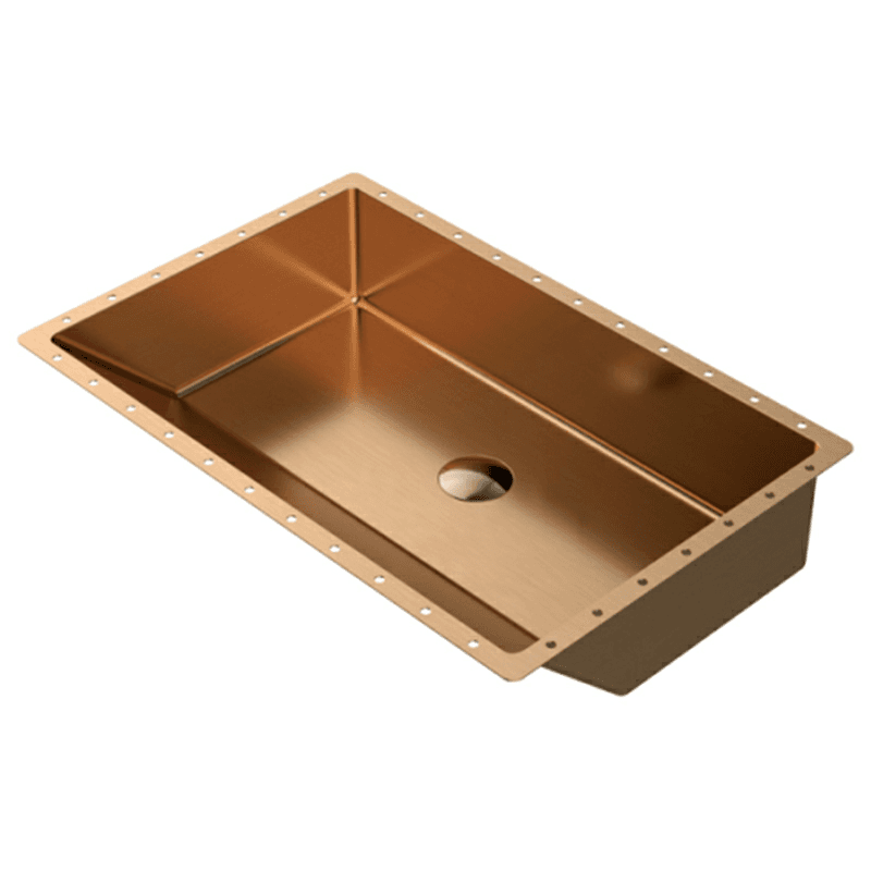 Cinox Stainless Steel Undermount Rectangular Bathroom Sink, 23-5/8" x 15-3/4" x 5-7/16", Brushed Copper Main - Image