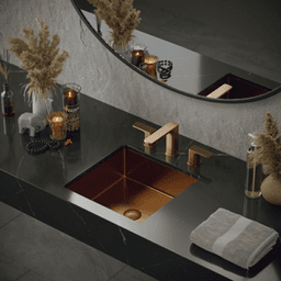 Cinox Stainless Steel Undermount Square Bathroom Sink, 15-3/4" x 15-3/4" x 5-7/16", Gold Alt 1 - Image