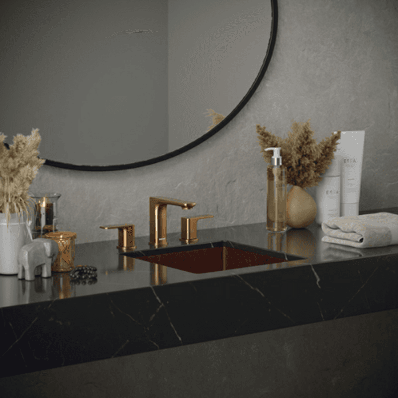 Cinox Stainless Steel Undermount Square Bathroom Sink, 15-3/4" x 15-3/4" x 5-7/16", Gold Alt 2 - Image