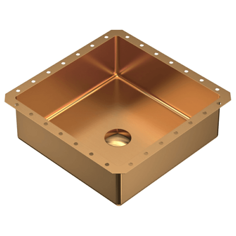Cinox Stainless Steel Undermount Square Bathroom Sink, 15-3/4" x 15-3/4" x 5-7/16", Brushed Copper Main - Image