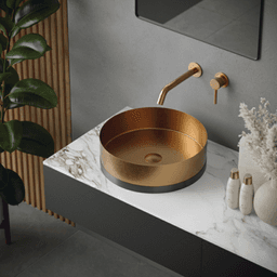 Cinox Stainless Steel Round Vessel Bathroom Sink, 15-3/4" x 15-3/4" x 4-3/4", Brushed Copper/Gunmetal Gray Alt 2 - Image