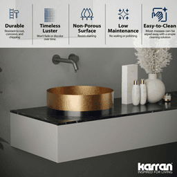 Cinox Stainless Steel Round Vessel Bathroom Sink, 15-3/4" x 15-3/4" x 4-3/4", Gold/Gunmetal Gray Alt 4 - Image