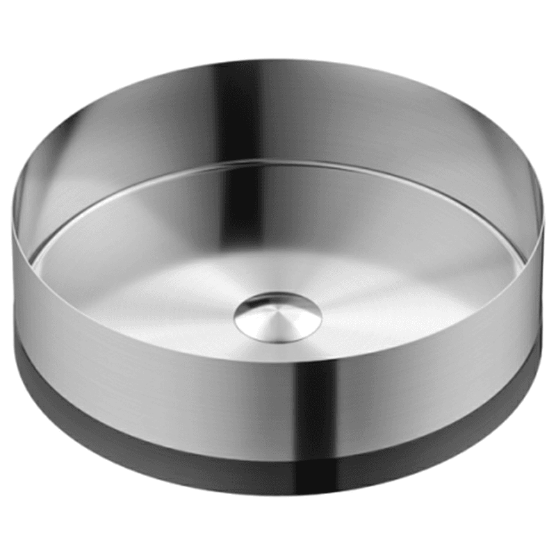 Cinox Stainless Steel Round Vessel Bathroom Sink, 15-3/4" x 15-3/4" x 4-3/4", Stainless Steel/Gunmetal Gray Main - Image