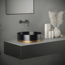 Cinox CCV350 Stainless Steel Round Vessel Bathroom Sink, 15-3/4" x 15-3/4" x 4-3/4", Gunmetal Gray/Brushed Copper Alt 1 - Image