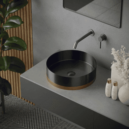 Cinox CCV350 Stainless Steel Round Vessel Bathroom Sink, 15-3/4" x 15-3/4" x 4-3/4", Gunmetal Gray/Brushed Copper Alt 2 - Image
