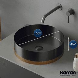 Cinox CCV350 Stainless Steel Round Vessel Bathroom Sink, 15-3/4" x 15-3/4" x 4-3/4", Gunmetal Gray/Brushed Copper Alt 3 - Image