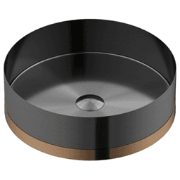 Cinox CCV350 Stainless Steel Round Vessel Bathroom Sink, 15-3/4" x 15-3/4" x 4-3/4", Gunmetal Gray/Brushed Copper Main - Image