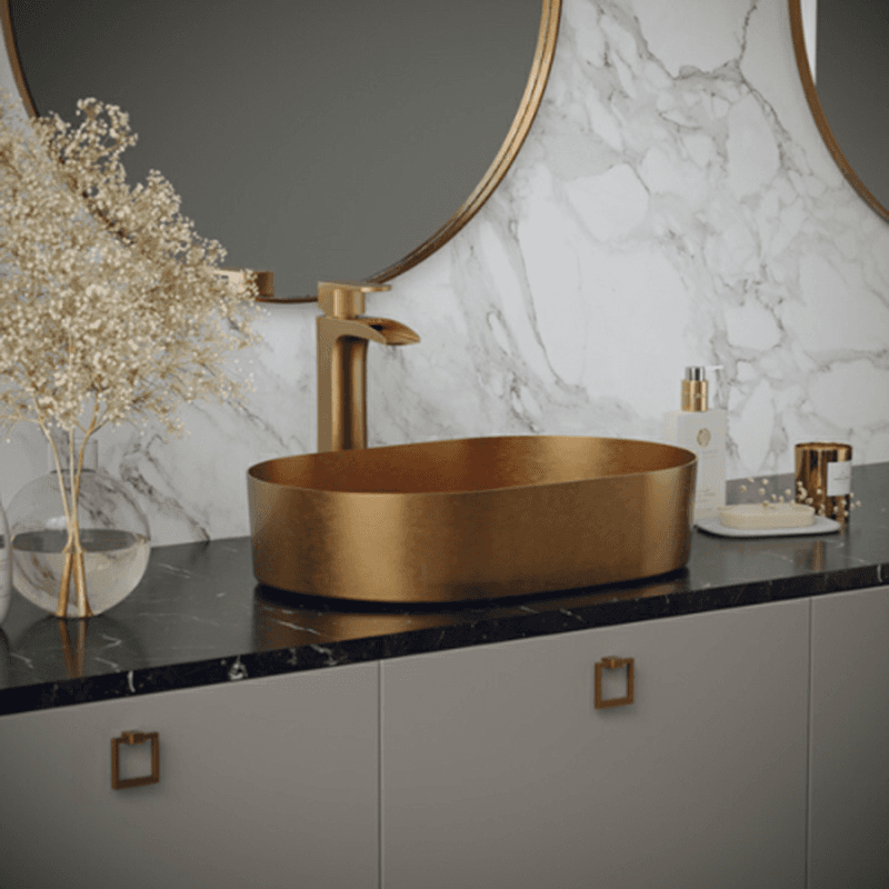 Cinox Stainless Steel Oval Vessel Bathroom Sink, 21-5/8" x 13-3/4" x 4-1/2", Brushed Copper Alt 2 - Image