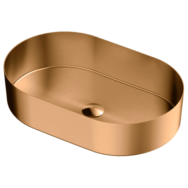 Cinox Stainless Steel Oval Vessel Bathroom Sink, 21-5/8" x 13-3/4" x 4-1/2", Brushed Copper Main - Image
