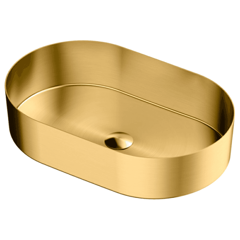 Cinox Stainless Steel Oval Vessel Bathroom Sink, 21-5/8" x 13-3/4" x 4-1/2", Gold Main - Image