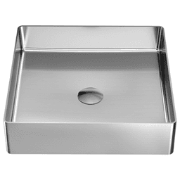 Cinox Stainless Steel Square Vessel Bathroom Sink, 15-3/4" x 15-3/4" x 3-7/8", Stainless Steel Main - Image