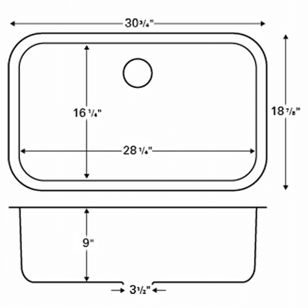 Karran Edge 300 18G Stainless Steel Single Bowl Sink for Laminate and Solid Surface Undermount Installation