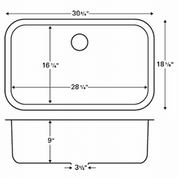 Karran Edge 300 18G Stainless Steel Single Bowl Sink for Laminate and Solid Surface Undermount Installation