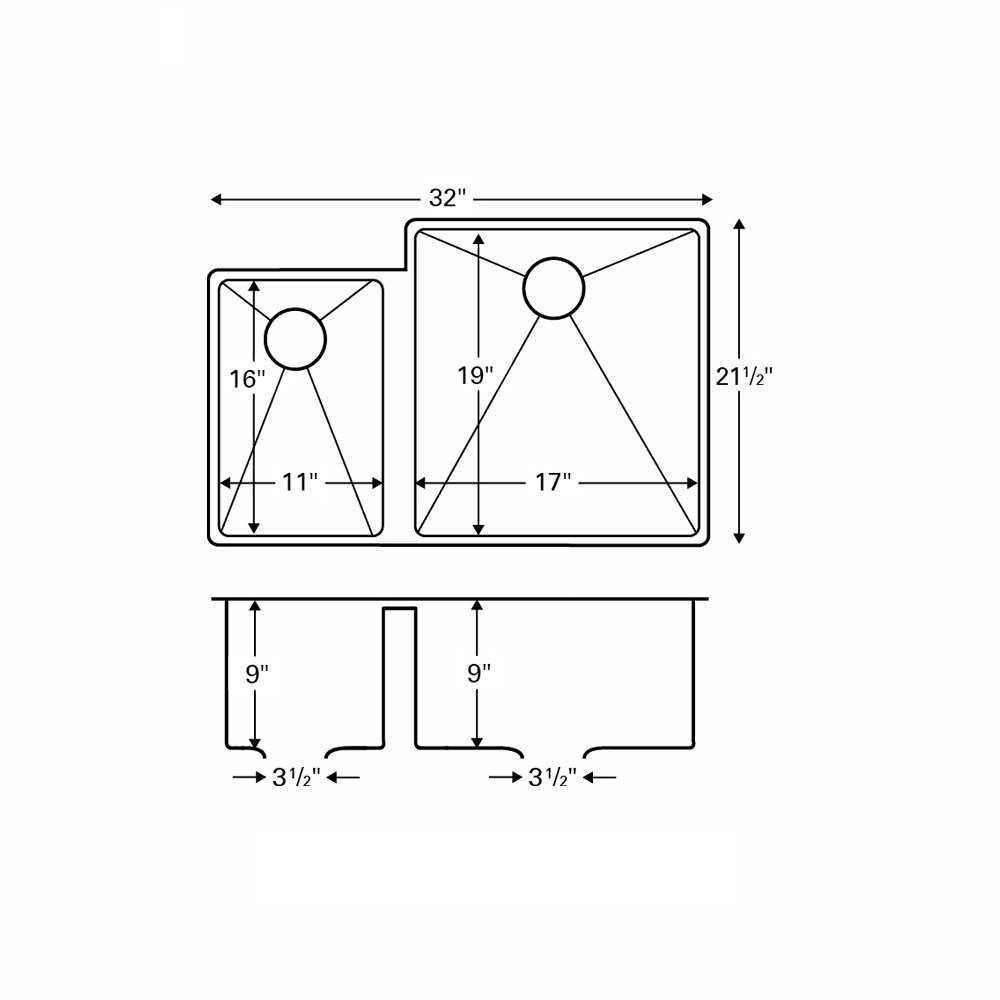 Karran Edge 560 Stainless Steel Undermount 18G Kitchen Sink