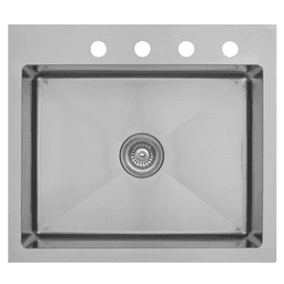 Karran EL-30 Stainless Steel Top Mount 16G Single Bowl Kitchen Sink - European Soft Satin Brushed Finish, Durable 16 Gauge Steel, 25x22x9 inches