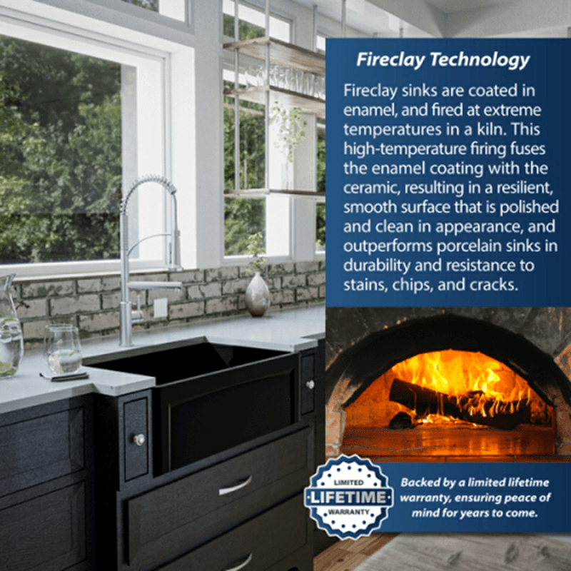 Fireclay Single Bowl Panel Front Farmhouse Kitchen Sink Kit with Reversible Apron Front, 30" x 18" x 10", White Alt 10 - Image