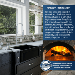Fireclay Single Bowl Panel Front Farmhouse Kitchen Sink Kit with Reversible Apron Front, 30" x 18" x 10", Matte Black Alt 10 - Image