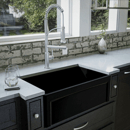 Fireclay Single Bowl Panel Front Farmhouse Kitchen Sink Kit with Reversible Apron Front, 30" x 18" x 10", Matte Black Alt 4 - Image