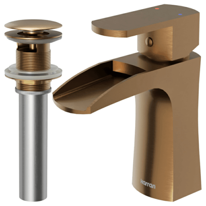 Kassel Single-Handle Single Hole Basin Bathroom Faucet with Matching Pop-up Drain, Brushed Copper Alt 1 - Image