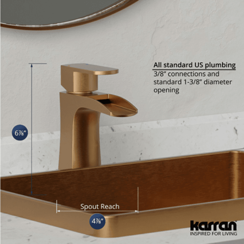Kassel Single-Handle Single Hole Basin Bathroom Faucet with Matching Pop-up Drain, Brushed Copper Alt 4 - Image