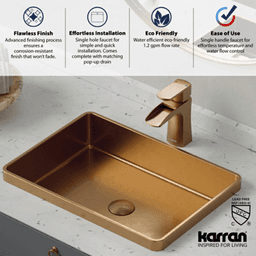 Kassel Single-Handle Single Hole Basin Bathroom Faucet with Matching Pop-up Drain, Brushed Copper Alt 5 - Image