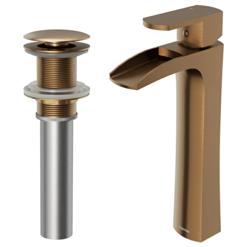 Kassel Single-Handle Single Hole Vessel Bathroom Faucet with Matching Pop-up Drain, Brushed Copper Alt 1 - Image
