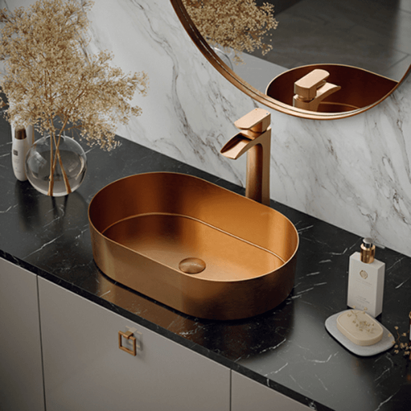 Kassel Single-Handle Single Hole Vessel Bathroom Faucet with Matching Pop-up Drain, Brushed Copper Alt 2 - Image