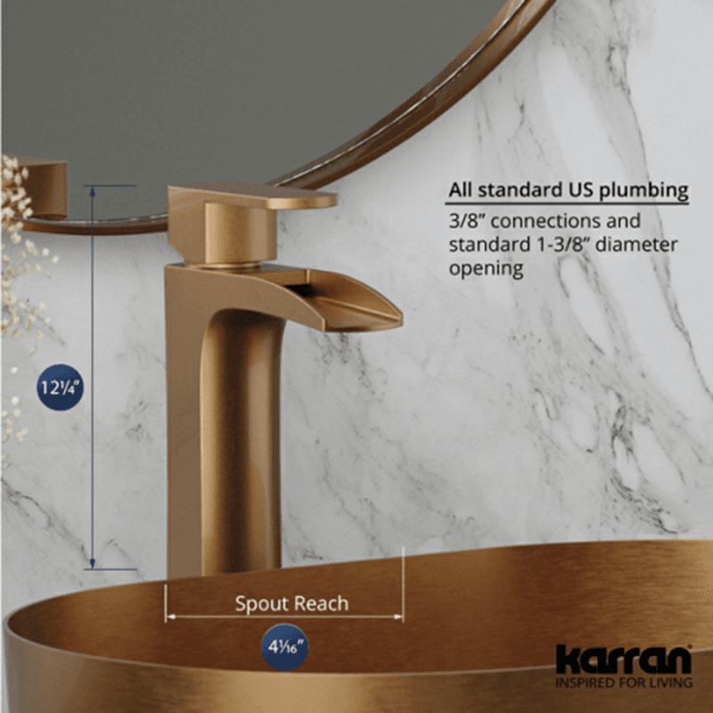 Kassel Single-Handle Single Hole Vessel Bathroom Faucet with Matching Pop-up Drain, Brushed Copper Alt 4 - Image