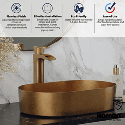 Kassel Single-Handle Single Hole Vessel Bathroom Faucet with Matching Pop-up Drain, Brushed Copper Alt 5 - Image