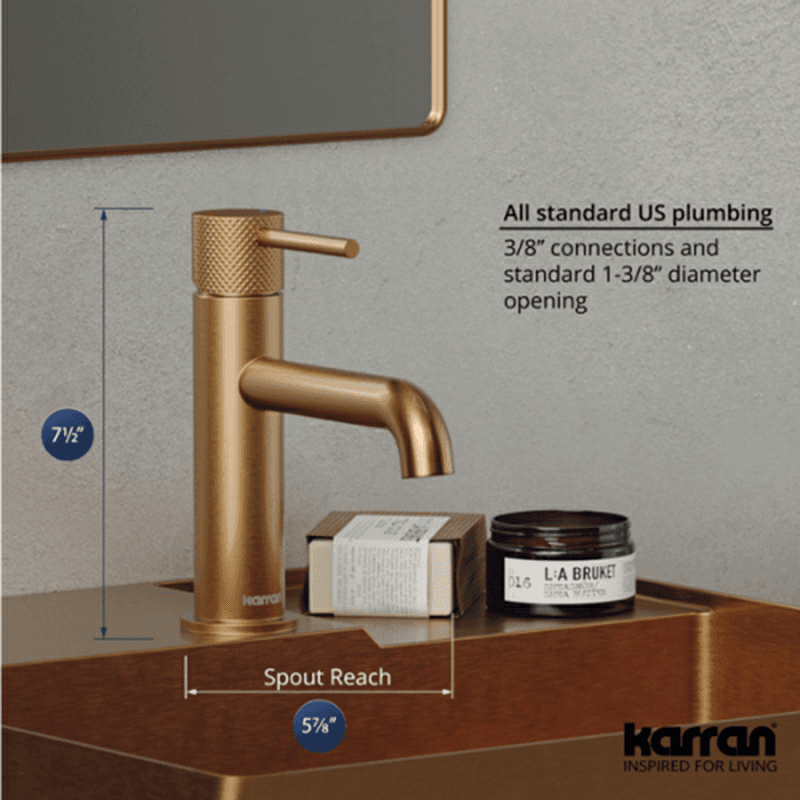 Tryst Single-Handle Single Hole Basin Bathroom Faucet with Matching Pop-up Drain, Brushed Copper Alt 4 - Image