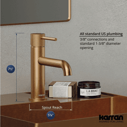 Tryst Single-Handle Single Hole Basin Bathroom Faucet with Matching Pop-up Drain, Brushed Copper Alt 4 - Image