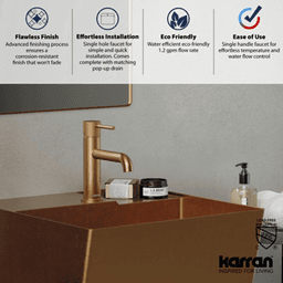 Tryst Single-Handle Single Hole Basin Bathroom Faucet with Matching Pop-up Drain, Brushed Copper Alt 5 - Image