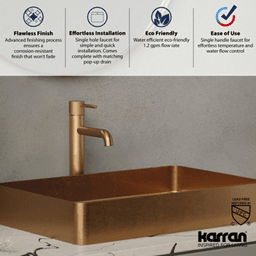 Tryst Single-Handle Single Hole Vessel Bathroom Faucet with Matching Pop-up Drain, Brushed Copper Alt 5 - Image